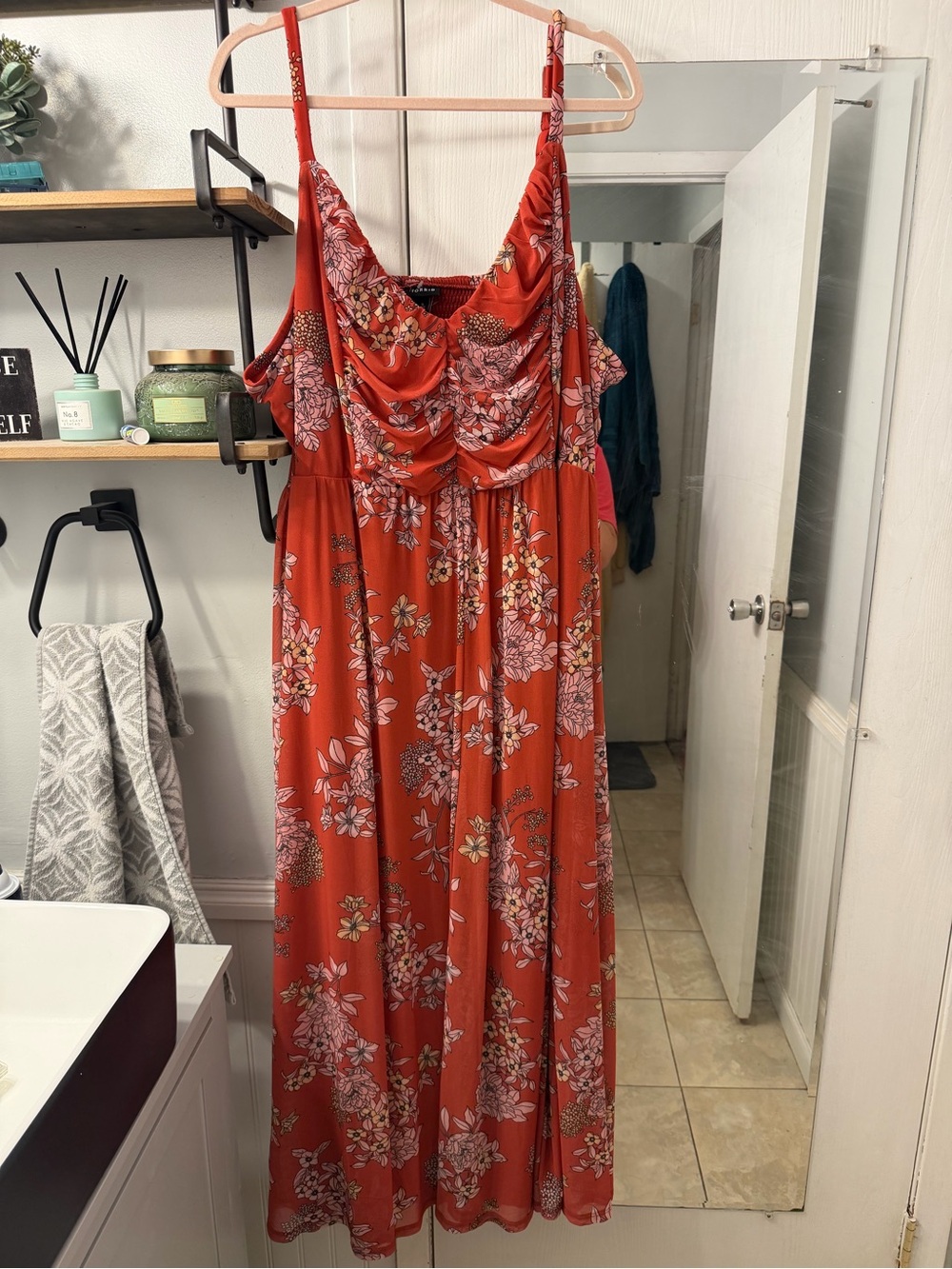 torrid NWT Red Floral Maxi Dress with Ruched Bodice